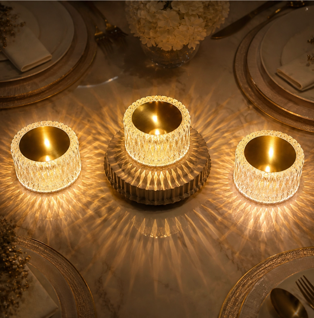 LED Kristalllampe Diamant – USB Akku Tischlampe mit 3 Lichtfarben