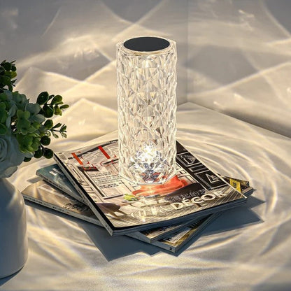 SparklingGlow | LED Kristall-Touch-Tischlampe inklusive 16 Farben und Fernbedienung