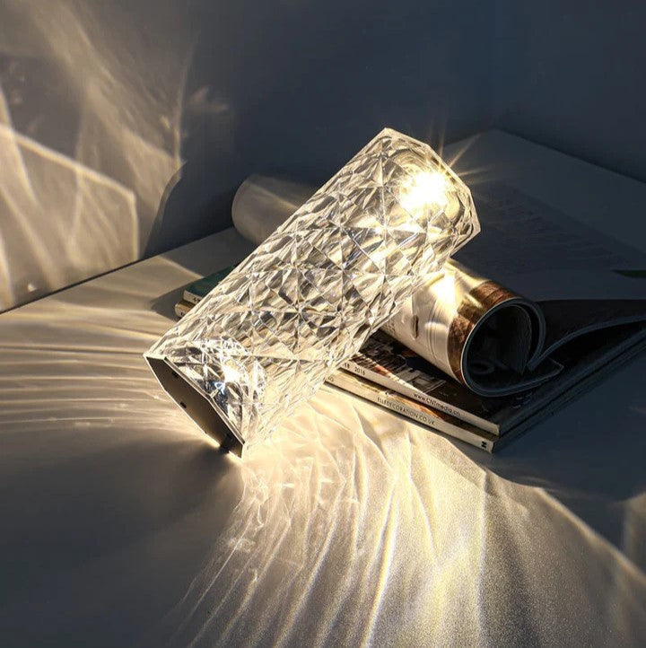 SparklingGlow | LED Kristall-Touch-Tischlampe inklusive 16 Farben und Fernbedienung