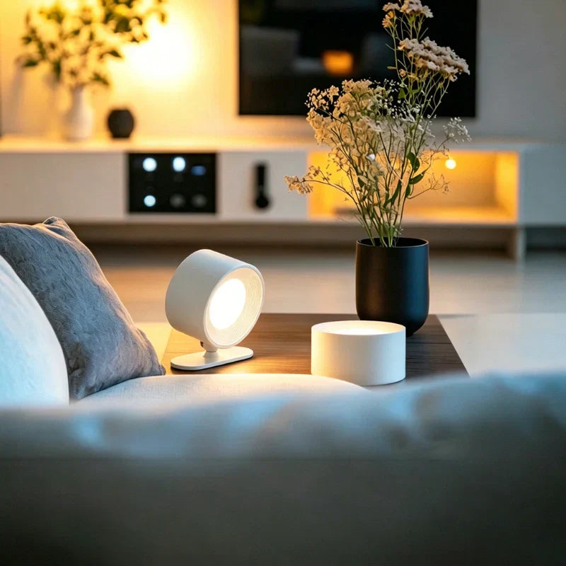 EasyLamp - Kabellose LED Wandleuchte mit 360° Drehung, USB-C Akku & Magnet, Dimmbar