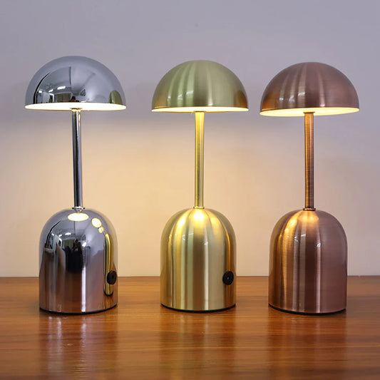 LuminaCrescent – Kabellose Dimmbare LED Metall-Tischlampe | Modern über Touch