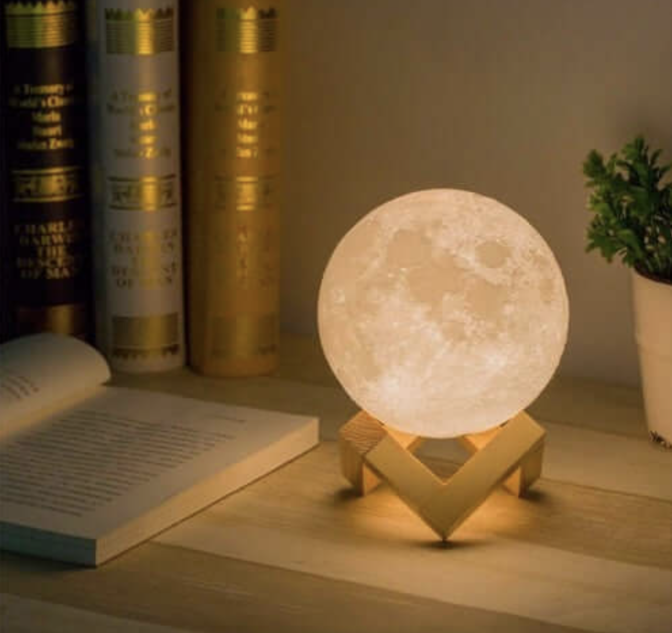 Kabellose LED Akku Tischlampe Magische Mondlampe - Wohnzimmer | Nachttischlampe