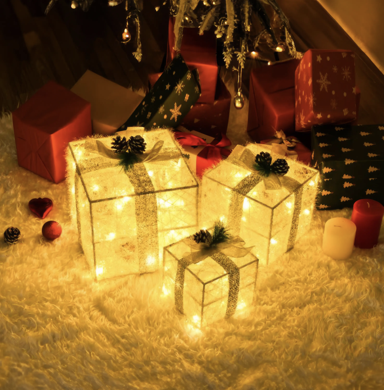 Goldglanz-Geschenkbox-Set –– Elegante Geschenkverpackung für das perfekte Weihnachtsgeschenk