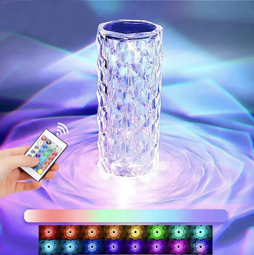 SparklingGlow | LED Kristall-Touch-Tischlampe inklusive 16 Farben und Fernbedienung