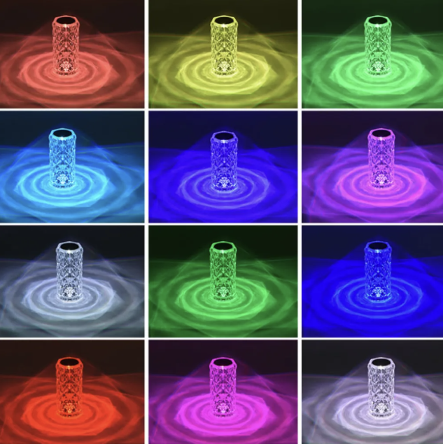 SparklingGlow | LED Kristall-Touch-Tischlampe inklusive 16 Farben und Fernbedienung