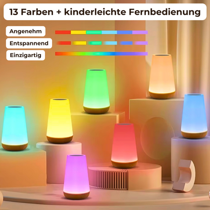 LumiSleep - USB Wiederaufladbare Kabellose Nachttischlampe mit Dimmbar Touch (Inklusive 13 Farben + Fernbedienung)