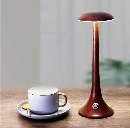 GlowWood - Elegante kabellose LED Holz-Tischlampe mit integriertem Akku