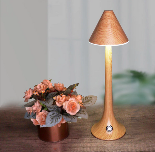 GlowWood - Elegante kabellose LED Holz-Tischlampe mit integriertem Akku