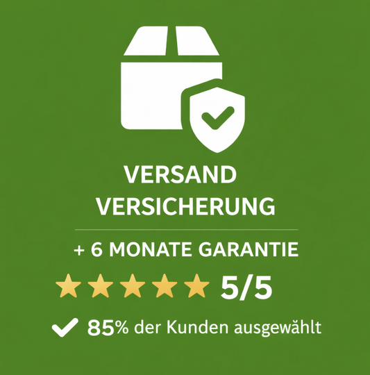 Extra Priorität beim Verpacken + 100 % Versicherung + 6 Monate ZUSATZ-Garantie