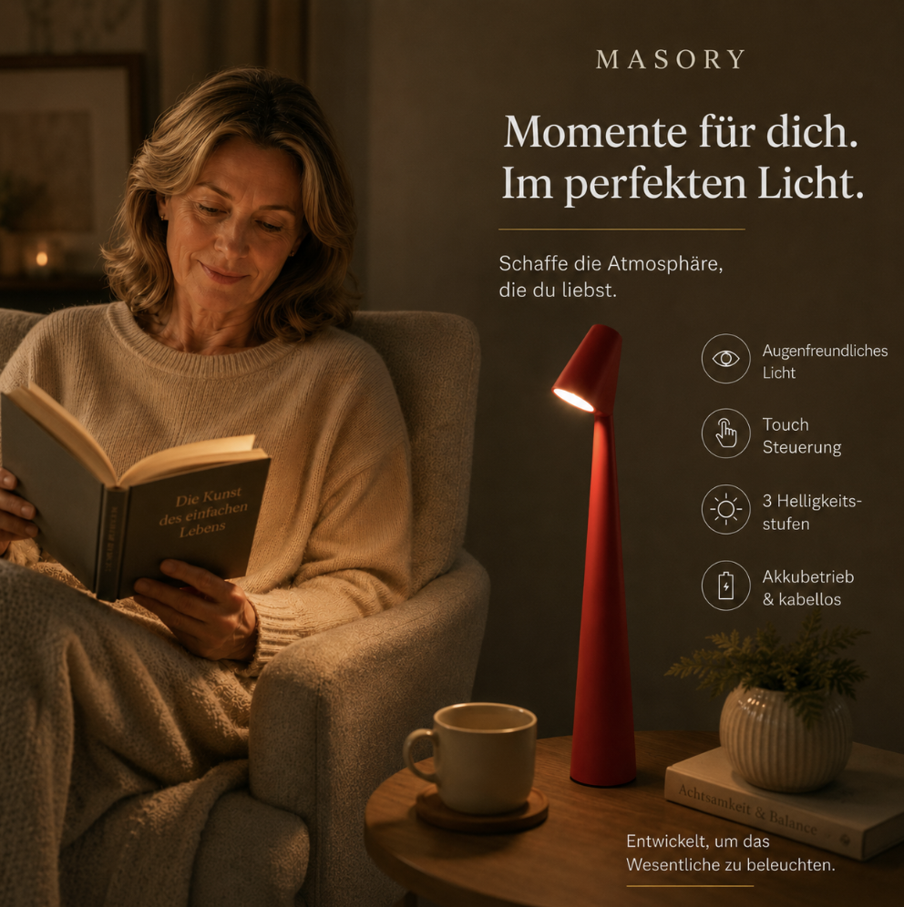 Kabellose Tischlampe mit Akku 'NordicLicht' - USB Akku Tischlampe ohne Kabel