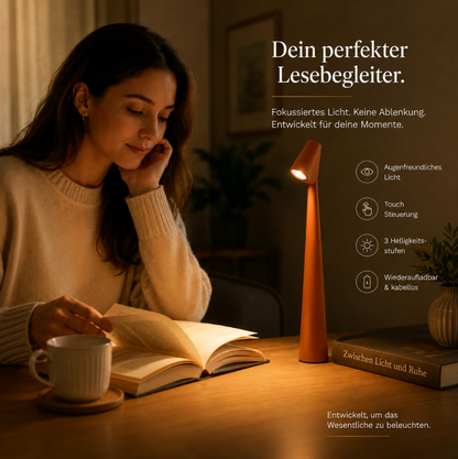 Kabellose USB Akku Nachttischlampe 'NordicEleganz' - USB Akku Tischlampe ohne Kabel