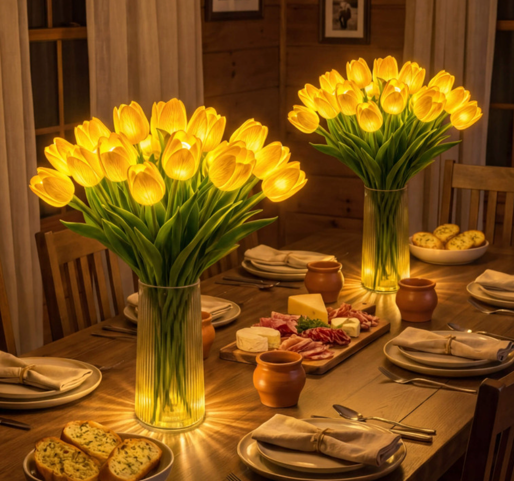 LED Tulpen Lampe – Beleuchteter Tulpenstrauß mit 10 Blumen | Romantische Deko & Geschenk