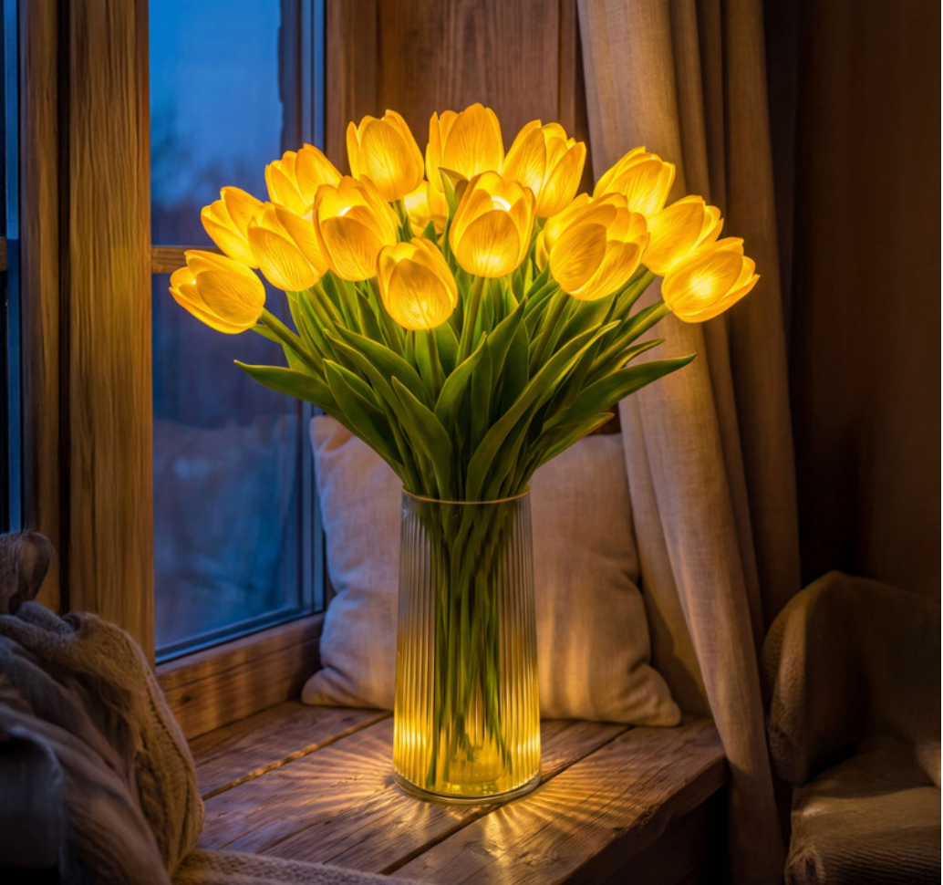 LED Tulpen Lampe – Beleuchteter Tulpenstrauß mit 10 Blumen | Romantische Deko & Geschenk