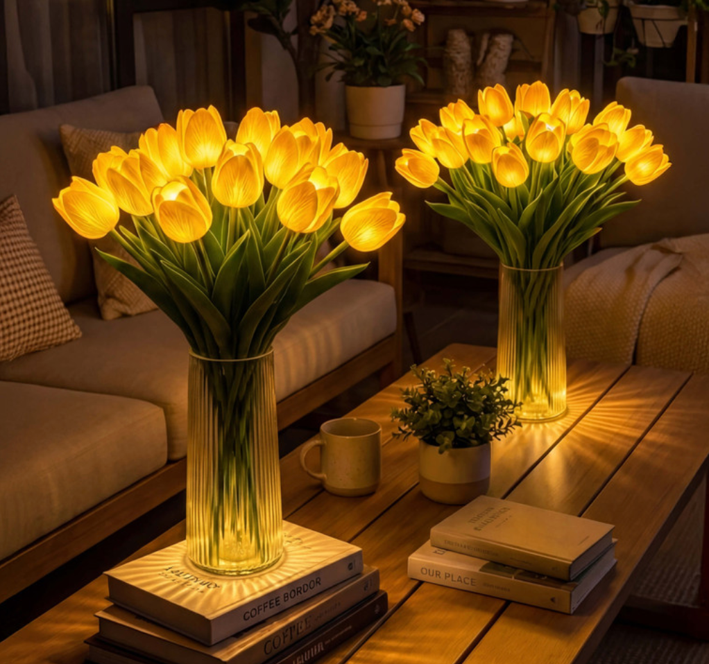 LED Tulpen Lampe – Beleuchteter Tulpenstrauß mit 10 Blumen | Romantische Deko & Geschenk