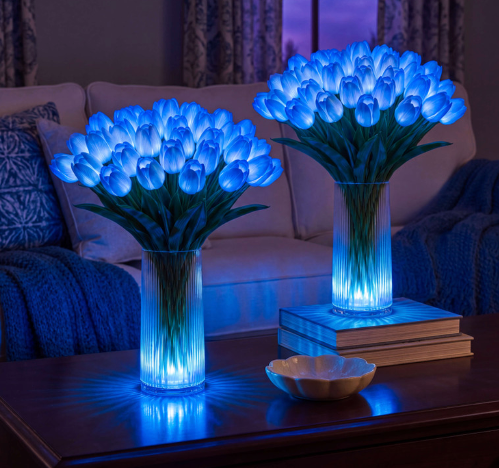 LED Tulpen Lampe – Beleuchteter Tulpenstrauß mit 10 Blumen | Romantische Deko & Geschenk