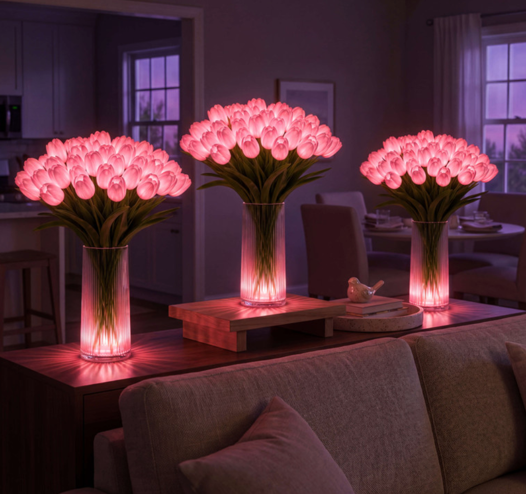 LED Tulpen Lampe – Beleuchteter Tulpenstrauß mit 10 Blumen | Romantische Deko & Geschenk