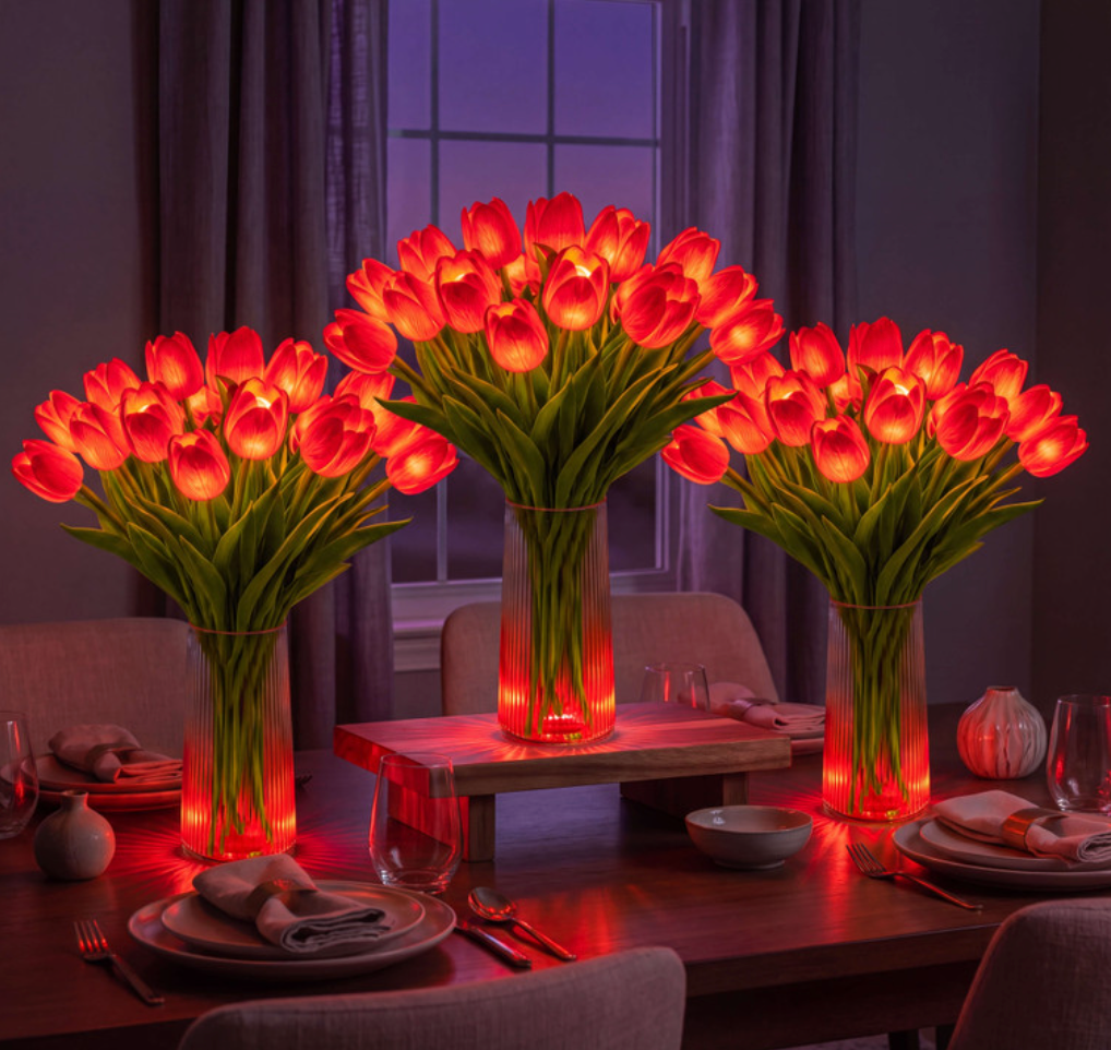 LED Tulpen Lampe – Beleuchteter Tulpenstrauß mit 10 Blumen | Romantische Deko & Geschenk