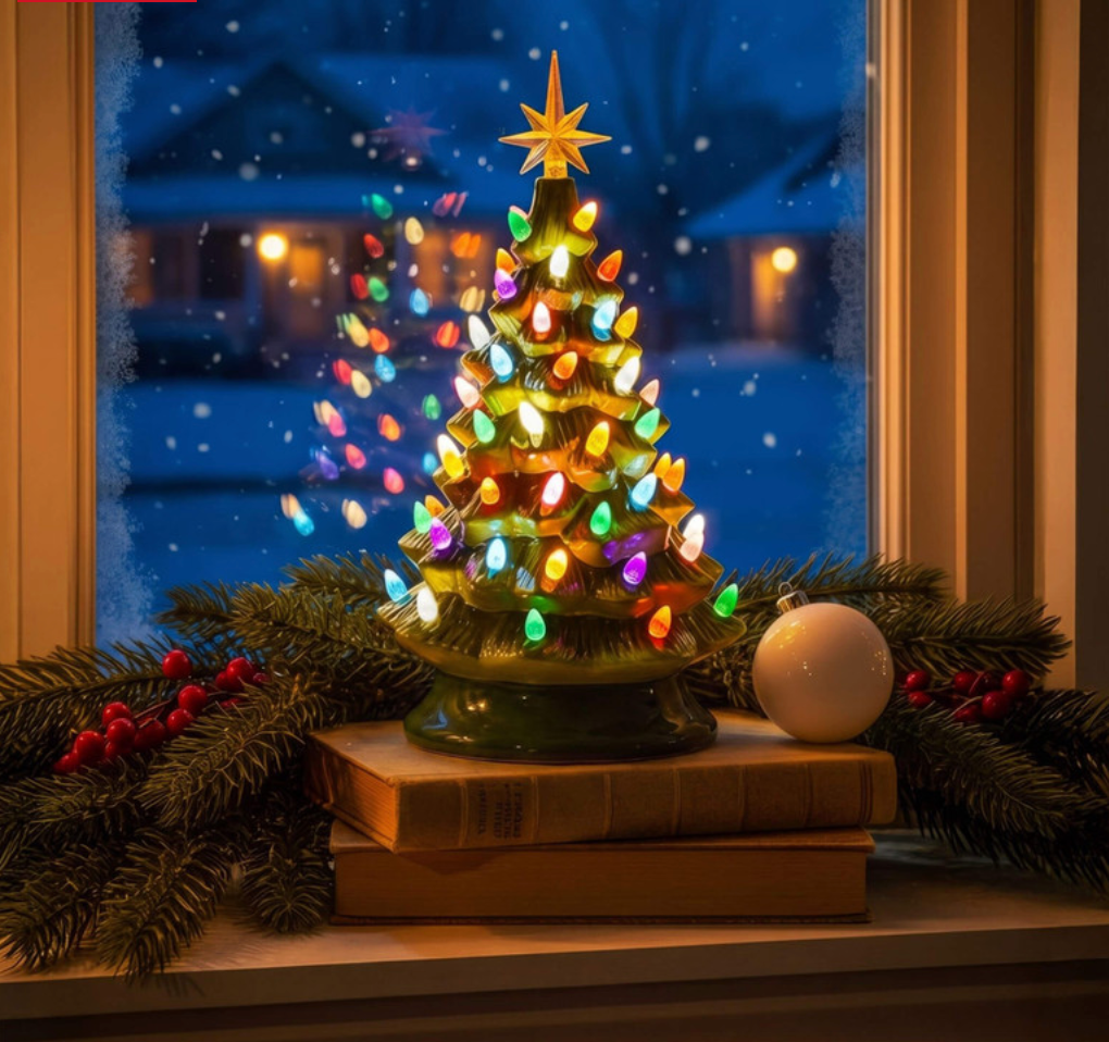Magical LED Weihnachtsbaum – Beleuchteter Deko Weihnachtsbaum mit Stern, Batteriebetriebene Tischdeko