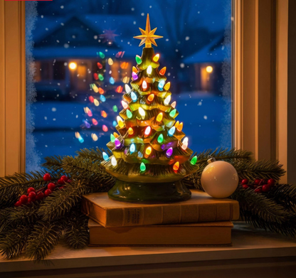Magical LED Weihnachtsbaum – Beleuchteter Deko Weihnachtsbaum mit Stern, Batteriebetriebene Tischdeko