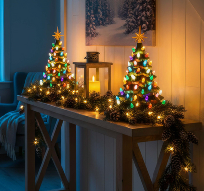 Magical LED Weihnachtsbaum – Beleuchteter Deko Weihnachtsbaum mit Stern, Batteriebetriebene Tischdeko