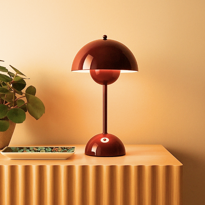 LunaGlow - Kabellose LED-Tischlampe im einzigartigen Retro-Schirmdesign